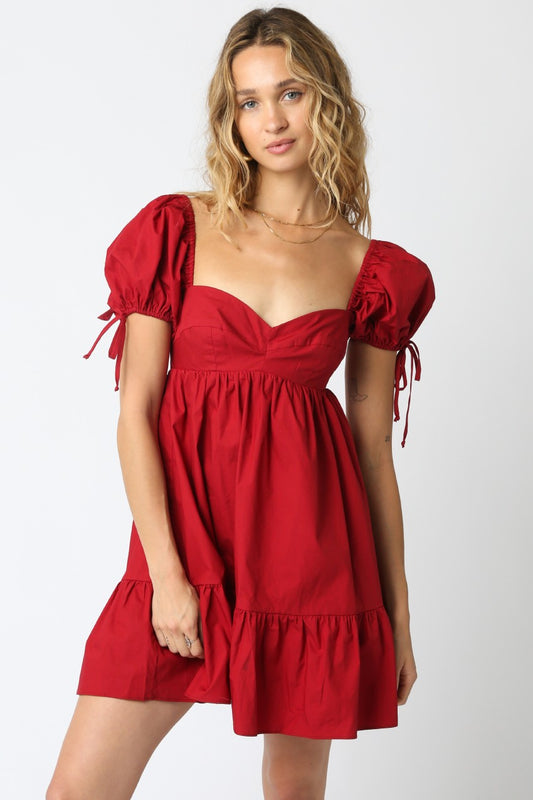 Fall Red Babydoll Dress