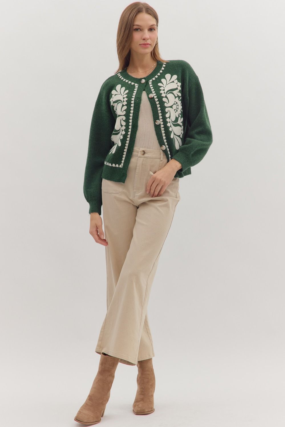 Pine Embroidered Cardigan