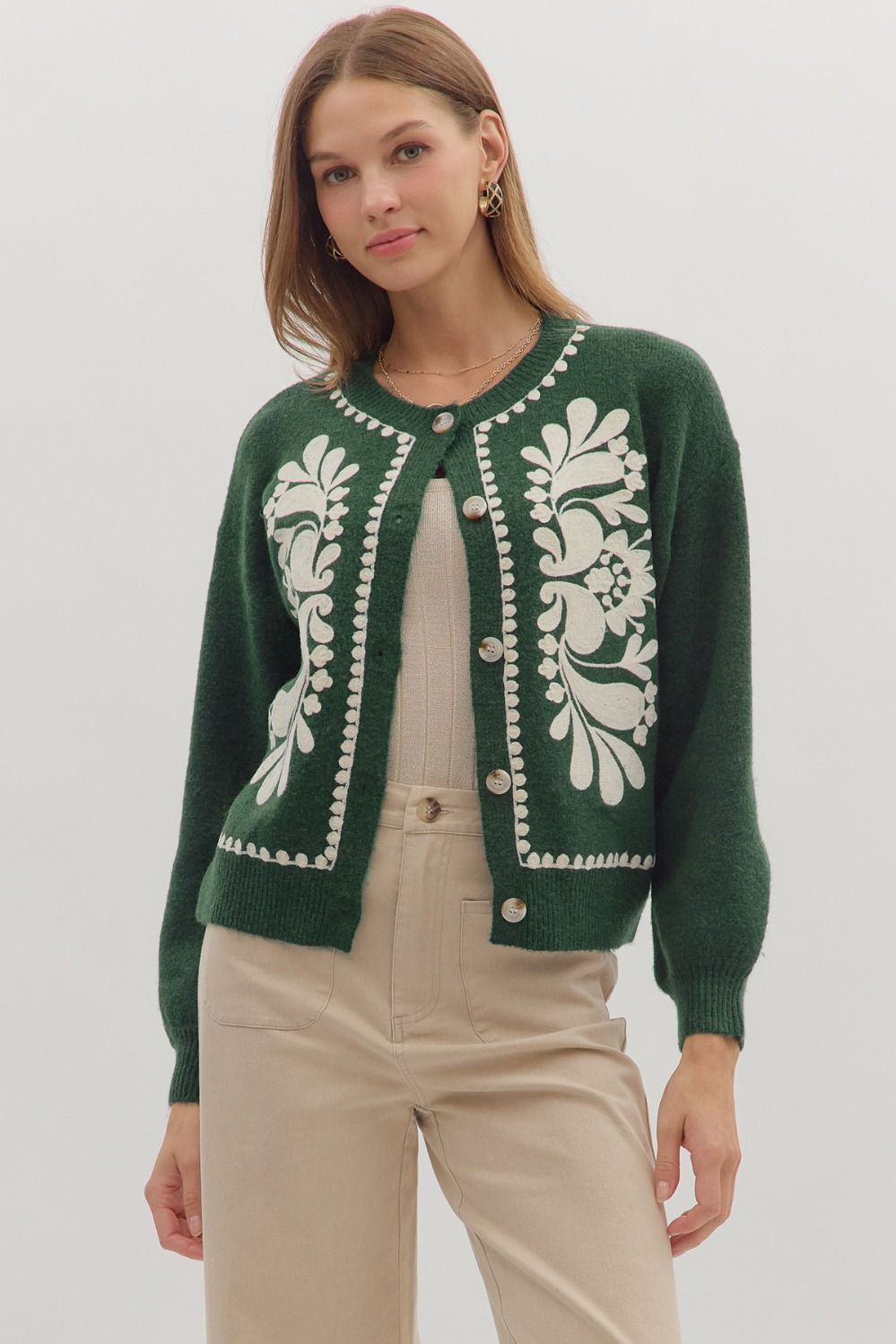 Pine Embroidered Cardigan