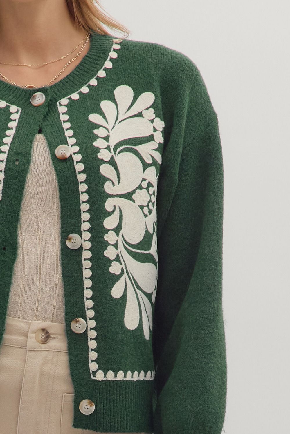 Pine Embroidered Cardigan